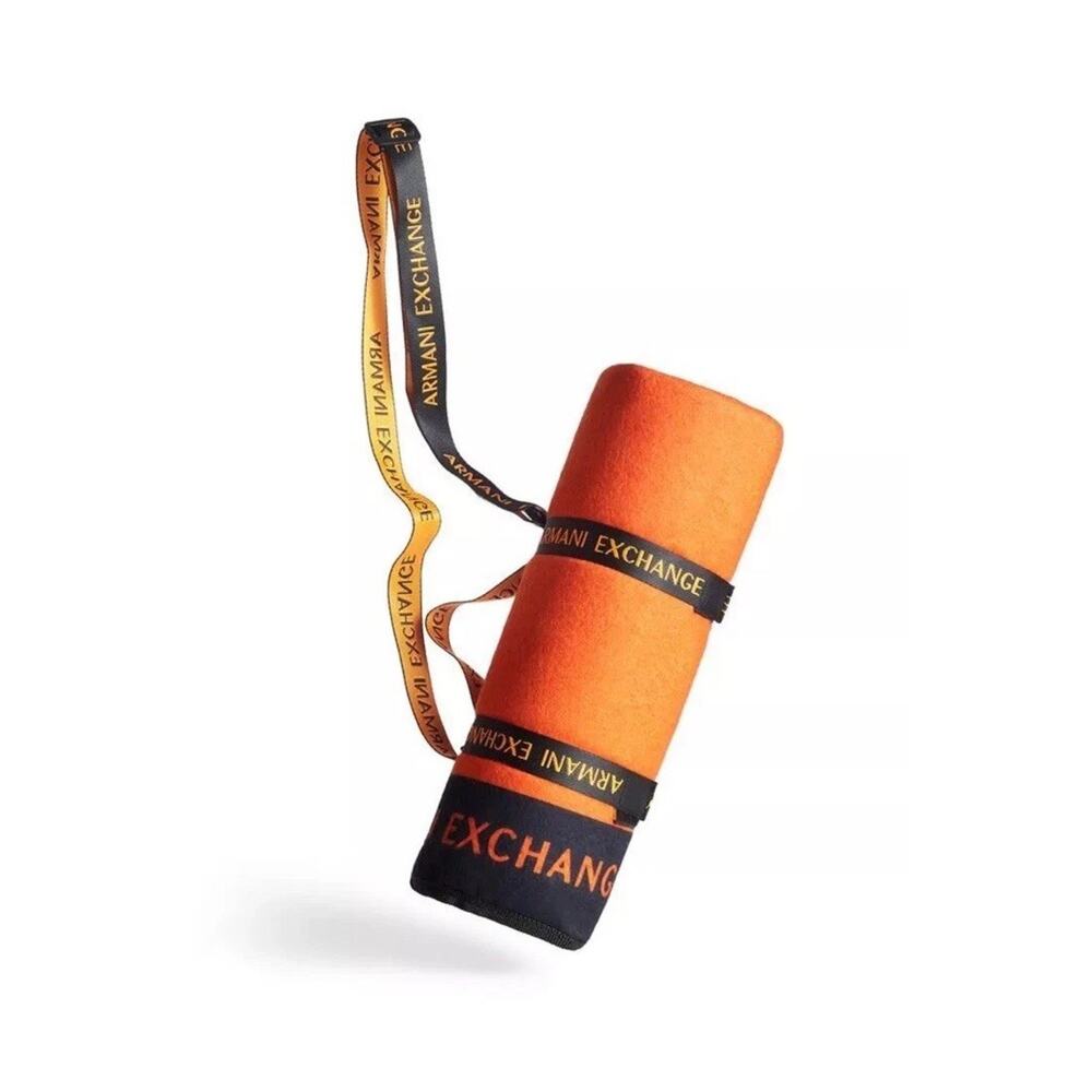 Armani Exchange Picnic Blanket 52x60 Large Orange Waterproof Roll-Up NWT